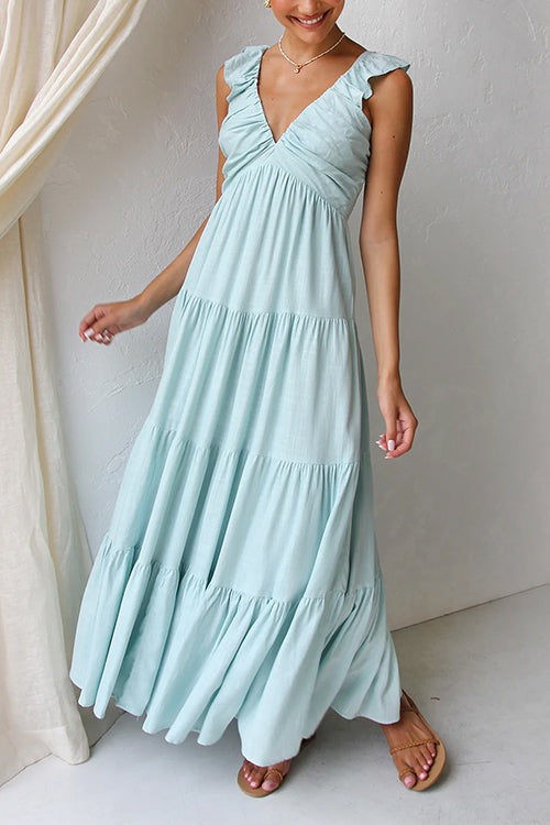 Emma | V-neck linen maxi dress