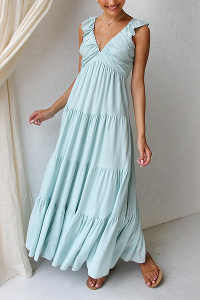 Emma | V-neck linen maxi dress