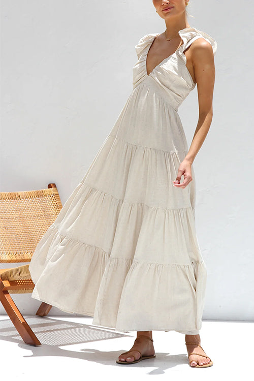 Emma | V-neck linen maxi dress
