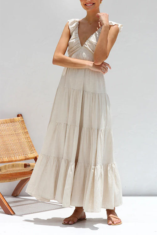 Emma | V-neck linen maxi dress