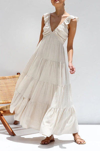 Emma | V-neck linen maxi dress