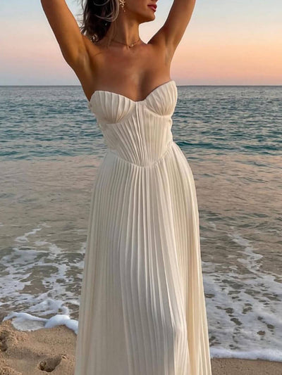 Louise | Elegant pleated strapless dress