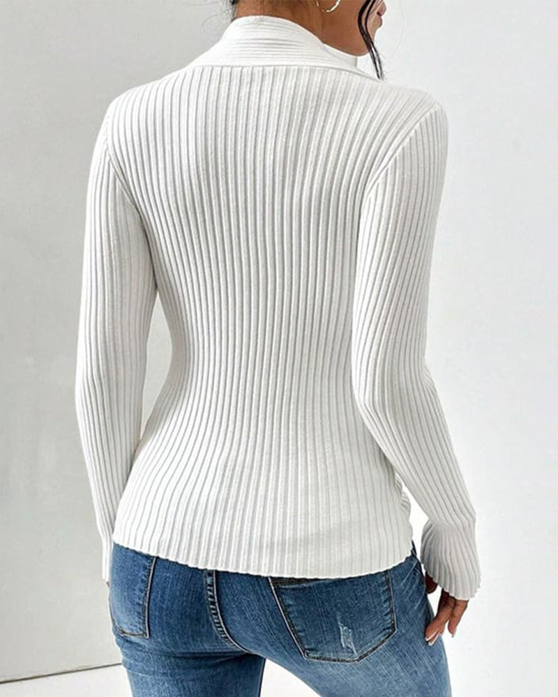 Claire | Elegant Long-Sleeve Ribbed Top