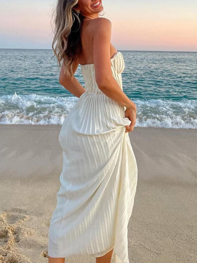 Louise | Elegant pleated strapless dress
