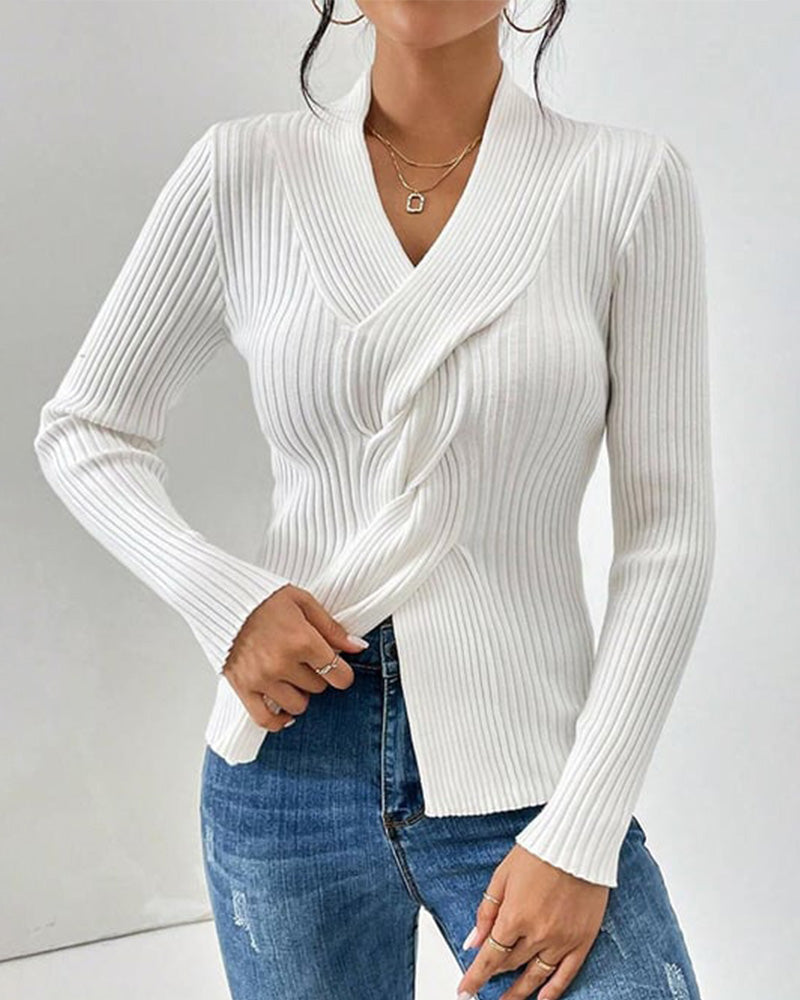 Claire | Elegant Long-Sleeve Ribbed Top
