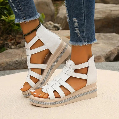 Ena | Rhinestone-Embellished Wedge Sandals