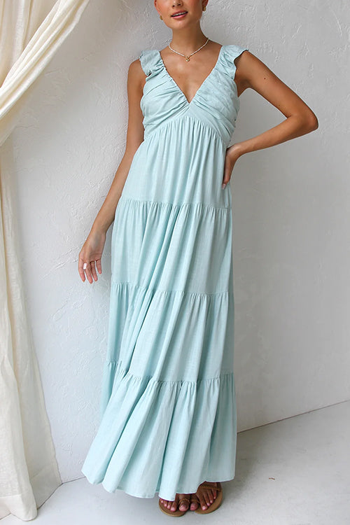 Emma | V-neck linen maxi dress