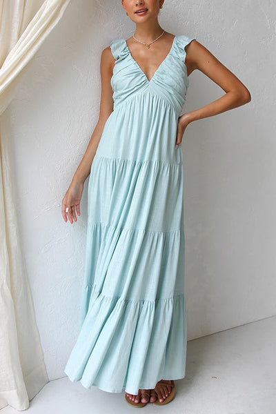 Emma | V-neck linen maxi dress