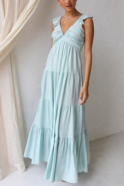 Emma | V-neck linen maxi dress
