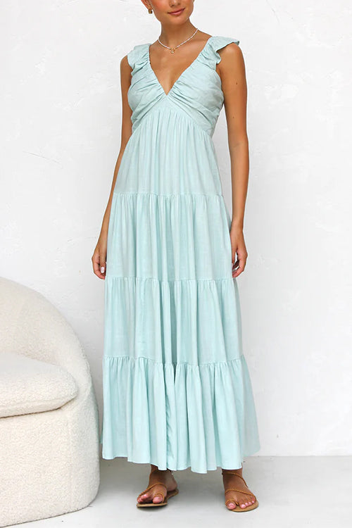 Emma | V-neck linen maxi dress