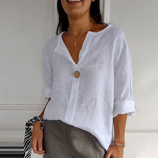 Karen | Women's Linen-Cotton V-Neck Comfortable Top