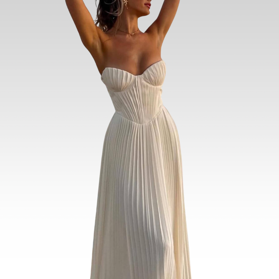 Louise | Elegant pleated strapless dress
