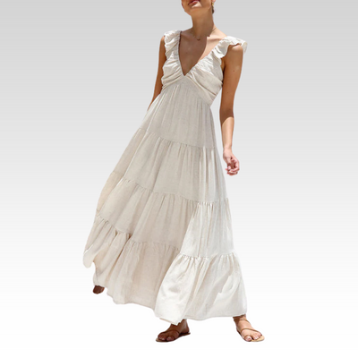 Emma | V-neck linen maxi dress