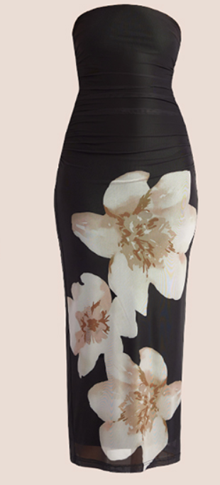 Amara | Elegant Beige Floral Maxi Dress