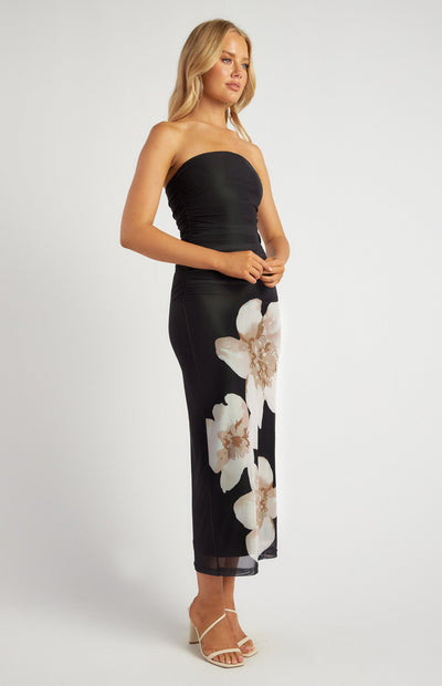 Amara | Elegant Beige Floral Maxi Dress